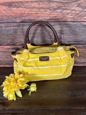 Kate Spade New York "Hit the Dock" Stevie Satchel. in a yellow and white stripe